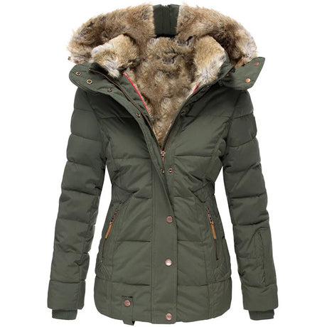 Winter Puffer Coat  Faux Fur Hood Quilted Design - Product detail 6
