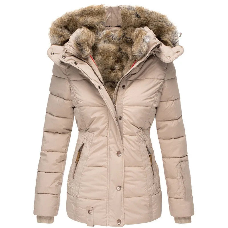 Winter Puffer Coat  Faux Fur Hood Quilted Design - Product detail 8