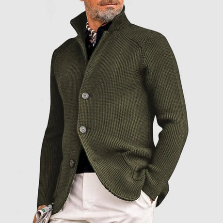 Ribbed Knit Cardigan  Olive Green Military Style - Product detail 8