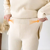 Ribbed Loungewear Set  Wide Leg V-Neck Two-Piece - Product example