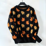 Autumn Knit Sweater  Maple Leaf Pattern In Forest Green - Product detail 6