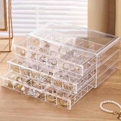Clear Jewelry Storage Box  3-Layer Organizer With 72 Compartments - Product detail 12