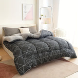 Floral Down Duvet  Black Daisy Pattern on Cream - Product example