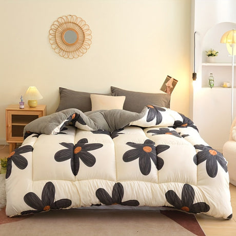 Floral Down Duvet  Black Daisy Pattern on Cream - Product detail 8