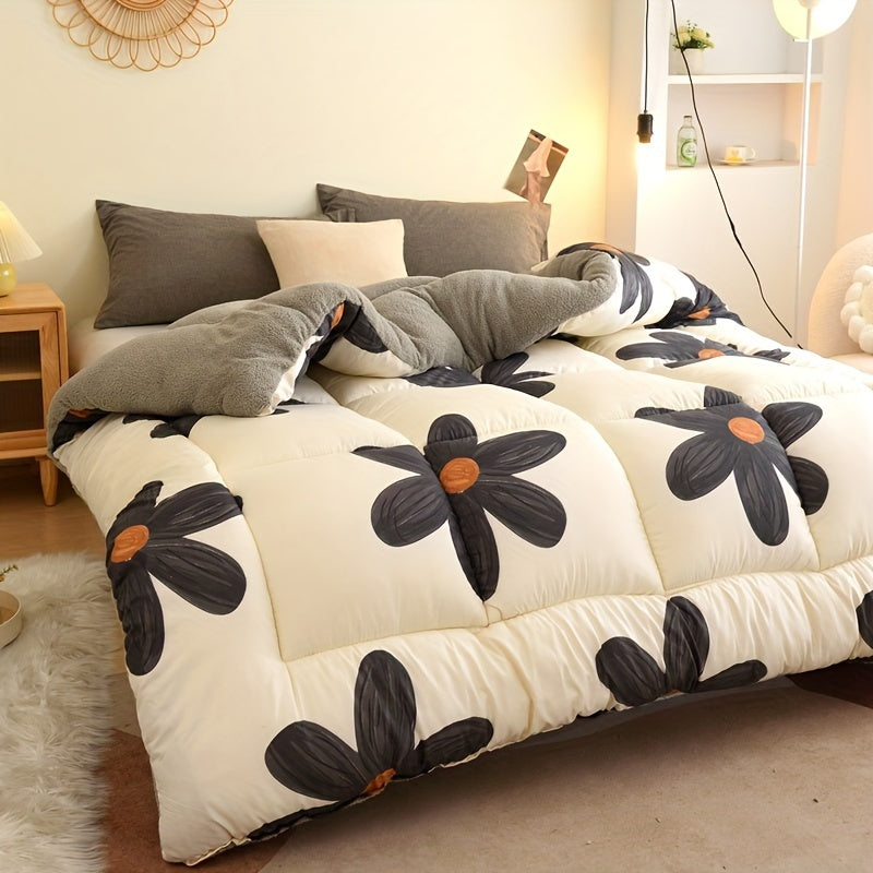 Floral Down Duvet  Black Daisy Pattern on Cream - Product detail 5