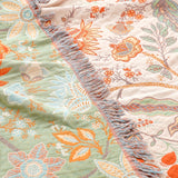 Floral Cotton Throw Blanket  Embroidered Tassel Design - Product detail 4