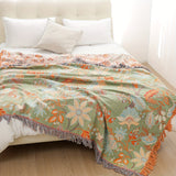 Floral Cotton Throw Blanket  Embroidered Tassel Design - Product detail 7