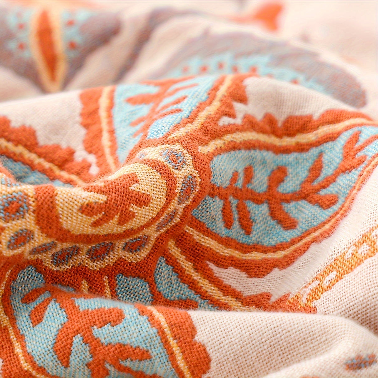 Floral Cotton Throw Blanket  Embroidered Tassel Design - Product detail 6