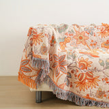 Floral Cotton Throw Blanket  Embroidered Tassel Design - Product detail 8