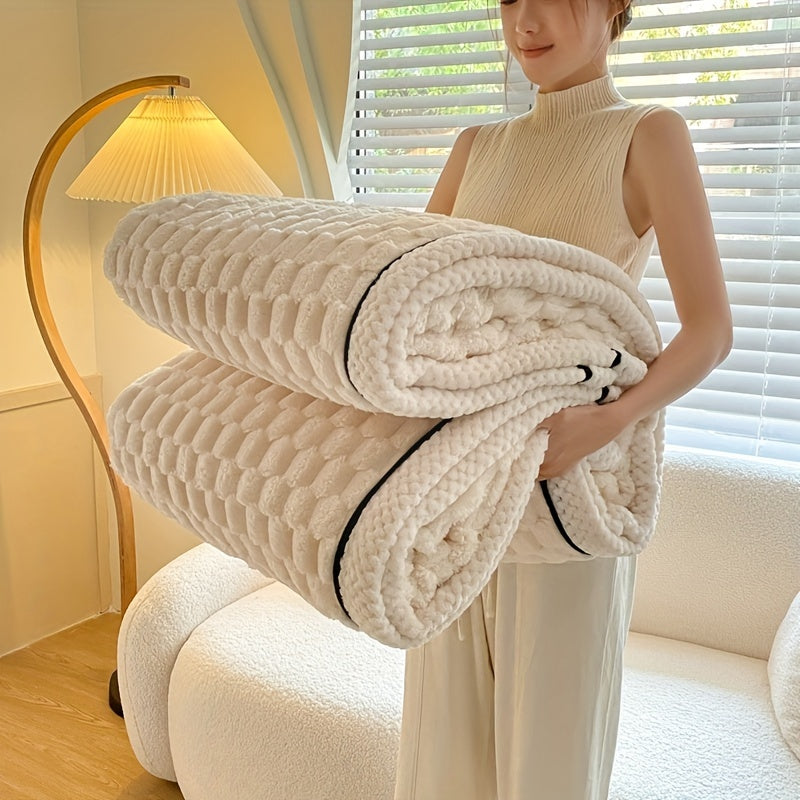 Plush Microfiber Blanket  Textured Pink with Contrast Trim - Detailed view