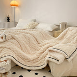 Plush Microfiber Blanket  Textured Pink with Contrast Trim - Product example