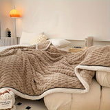 Plush Microfiber Blanket  Textured Pink with Contrast Trim - Product detail 9