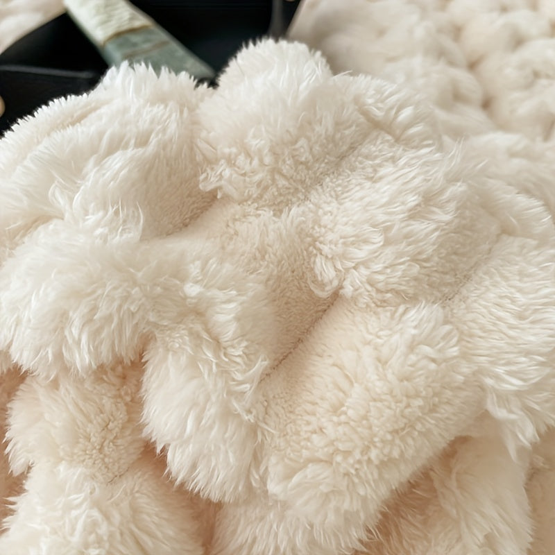 Plush Microfiber Blanket  Textured Pink with Contrast Trim - Product detail 5