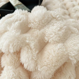 Plush Microfiber Blanket  Textured Pink with Contrast Trim - Product detail 5