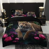 Tropical Leopard Bedding Set  Floral Jungle Digital Print - Product detail 4