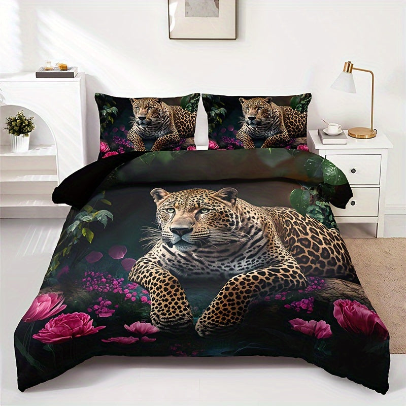 Tropical Leopard Bedding Set  Floral Jungle Digital Print - Product detail 5