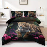 Tropical Leopard Bedding Set  Floral Jungle Digital Print - Product detail 5