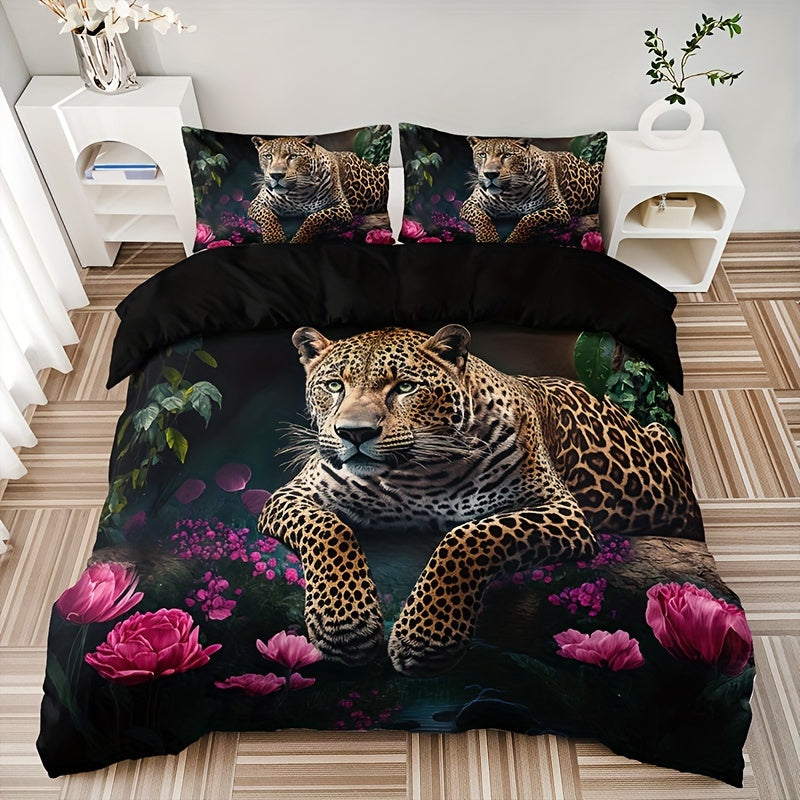 Tropical Leopard Bedding Set  Floral Jungle Digital Print - Product detail 6