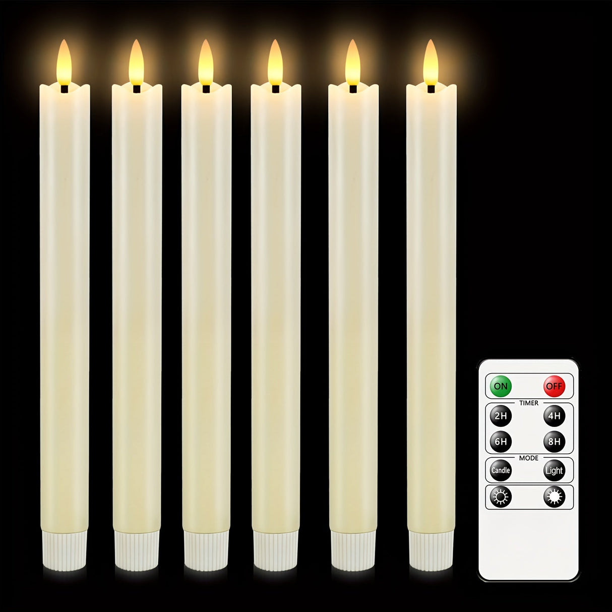 LED Taper Candles Set  Remote Control Flickering Flame Design - Detailed view