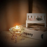 Crystal Tealight Holders  Elegant Glass With Scrolled Silver Stand - Product detail 4