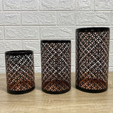 Geometric Metal Candle Holders  Moroccan Lattice Pattern Set of 3 - Product detail 8