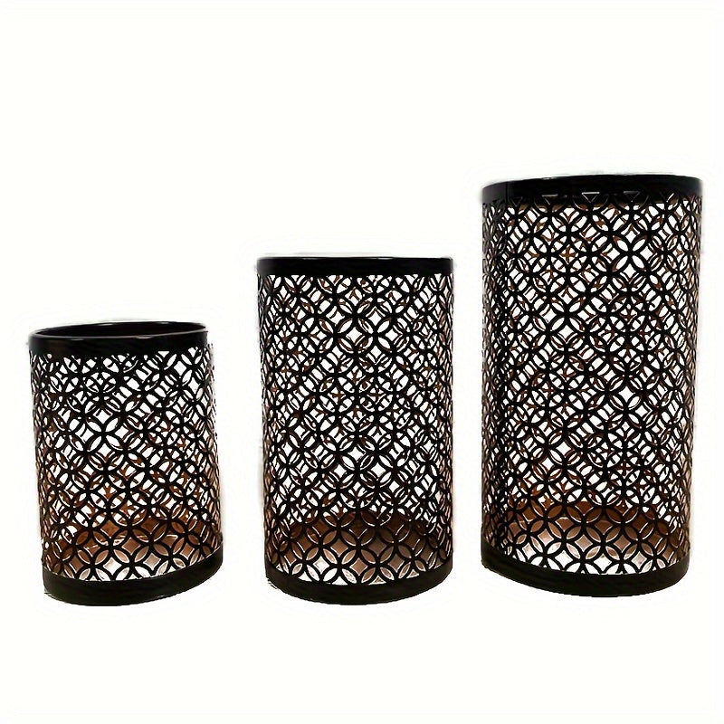 Geometric Metal Candle Holders  Moroccan Lattice Pattern Set of 3 - Product detail 9