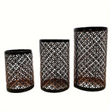 Geometric Metal Candle Holders  Moroccan Lattice Pattern Set of 3 - Product detail 9