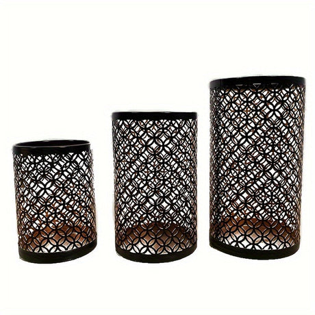 Geometric Metal Candle Holders  Moroccan Lattice Pattern Set of 3 - Product detail 9