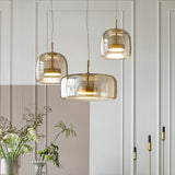 Modern Glass Pendant Light  Gold Metal and Clear Dome Design - Product example