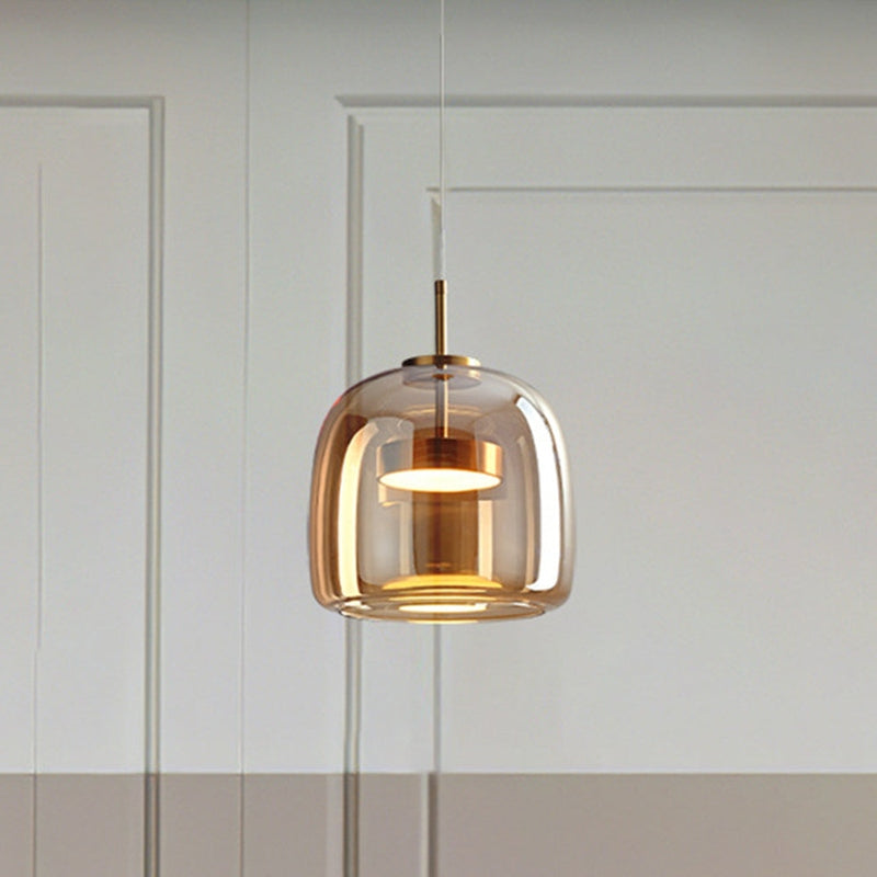 Modern Glass Pendant Light  Gold Metal and Clear Dome Design - Product detail 8