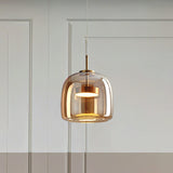 Modern Glass Pendant Light  Gold Metal and Clear Dome Design - Product detail 8