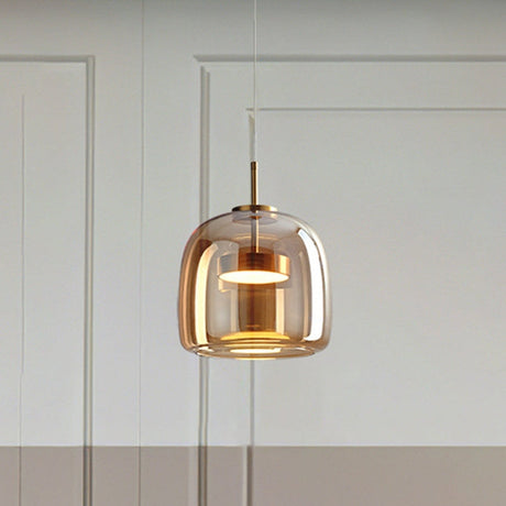 Modern Glass Pendant Light  Gold Metal and Clear Dome Design - Product detail 8