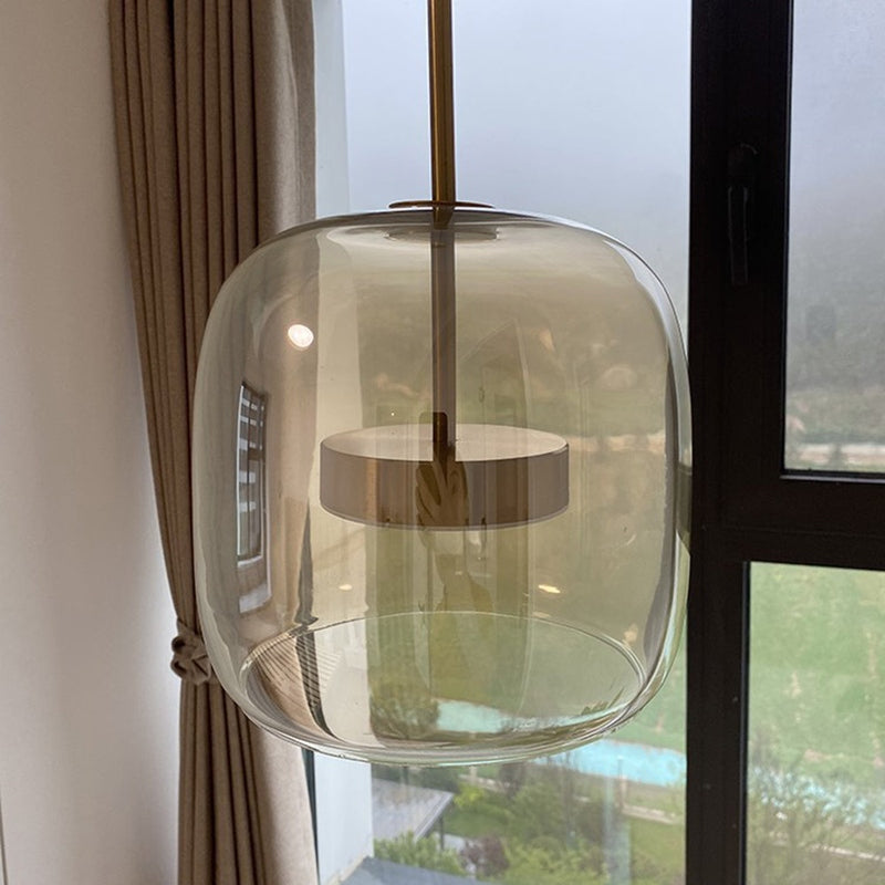Modern Glass Pendant Light  Gold Metal and Clear Dome Design - Product detail 4