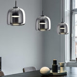 Modern Glass Pendant Light  Gold Metal and Clear Dome Design - Product detail 5