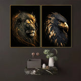 Wildlife Canvas Art Set  Golden Lion Eagle Wolf Triptych - Product detail 5