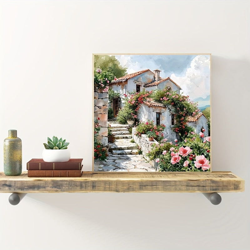 Mediterranean Landscape Canvas  Pink Rose Garden Path - Product detail 5