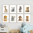 Safari Animal Wall Art  Watercolor Baby Animals Set of 8 Canvas Prints - Product detail 4