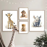 Safari Animal Wall Art  Watercolor Baby Animals Set of 8 Canvas Prints - Product detail 6