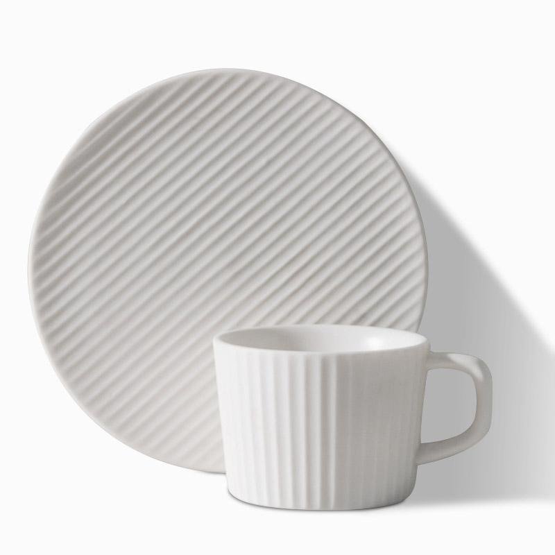 Modern Stoneware Coffee Set  Textured Relief Pattern - Product example