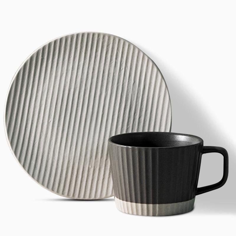Modern Stoneware Coffee Set  Textured Relief Pattern - Product detail 4