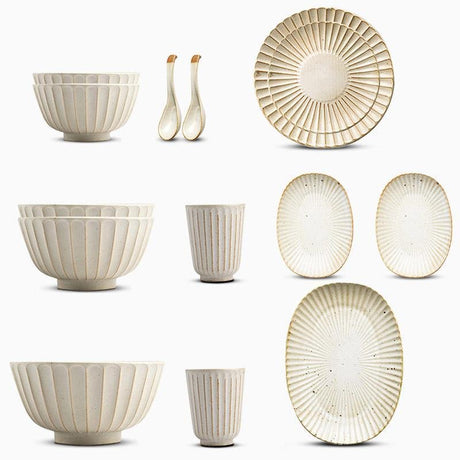 Stoneware Dinner Set  Fluted Design with Complete Place Settings - Product detail 5