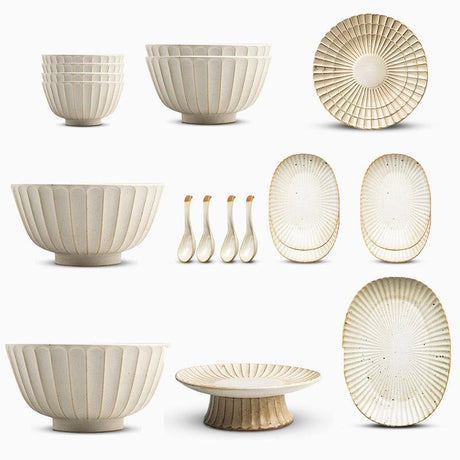 Stoneware Dinner Set  Fluted Design with Complete Place Settings - Product detail 6