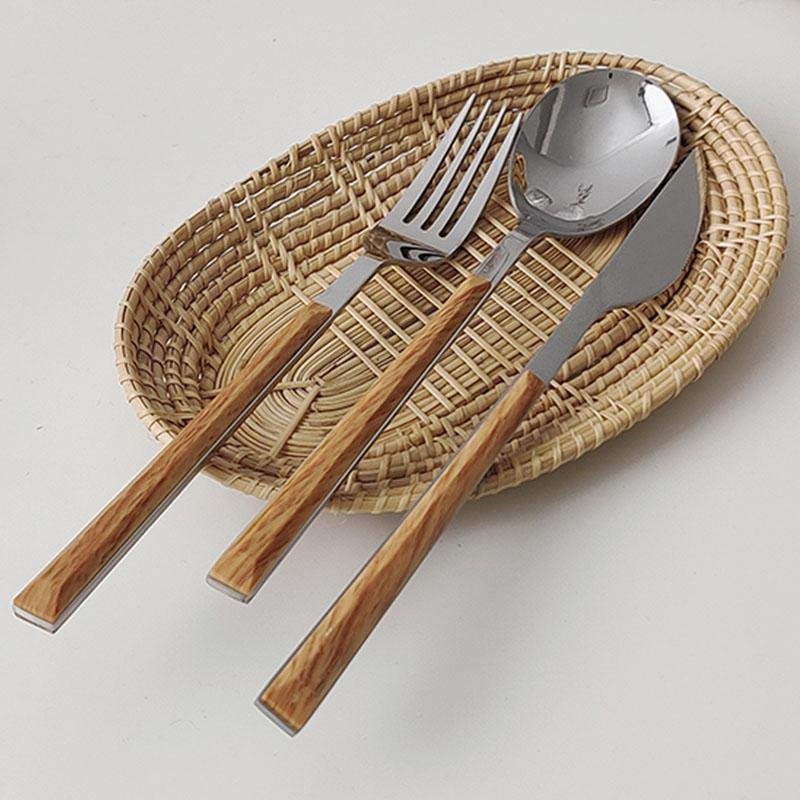Modern Wooden Cutlery Set  Stainless Steel With Natural Wood Handles - Product detail 6