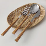 Modern Wooden Cutlery Set  Stainless Steel With Natural Wood Handles - Product detail 6