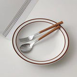 Modern Wooden Cutlery Set  Stainless Steel With Natural Wood Handles - Product detail 7