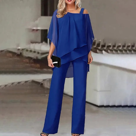 Elegant Two-Piece Outfit  Off-Shoulder Chiffon Ensemble - Product detail 5