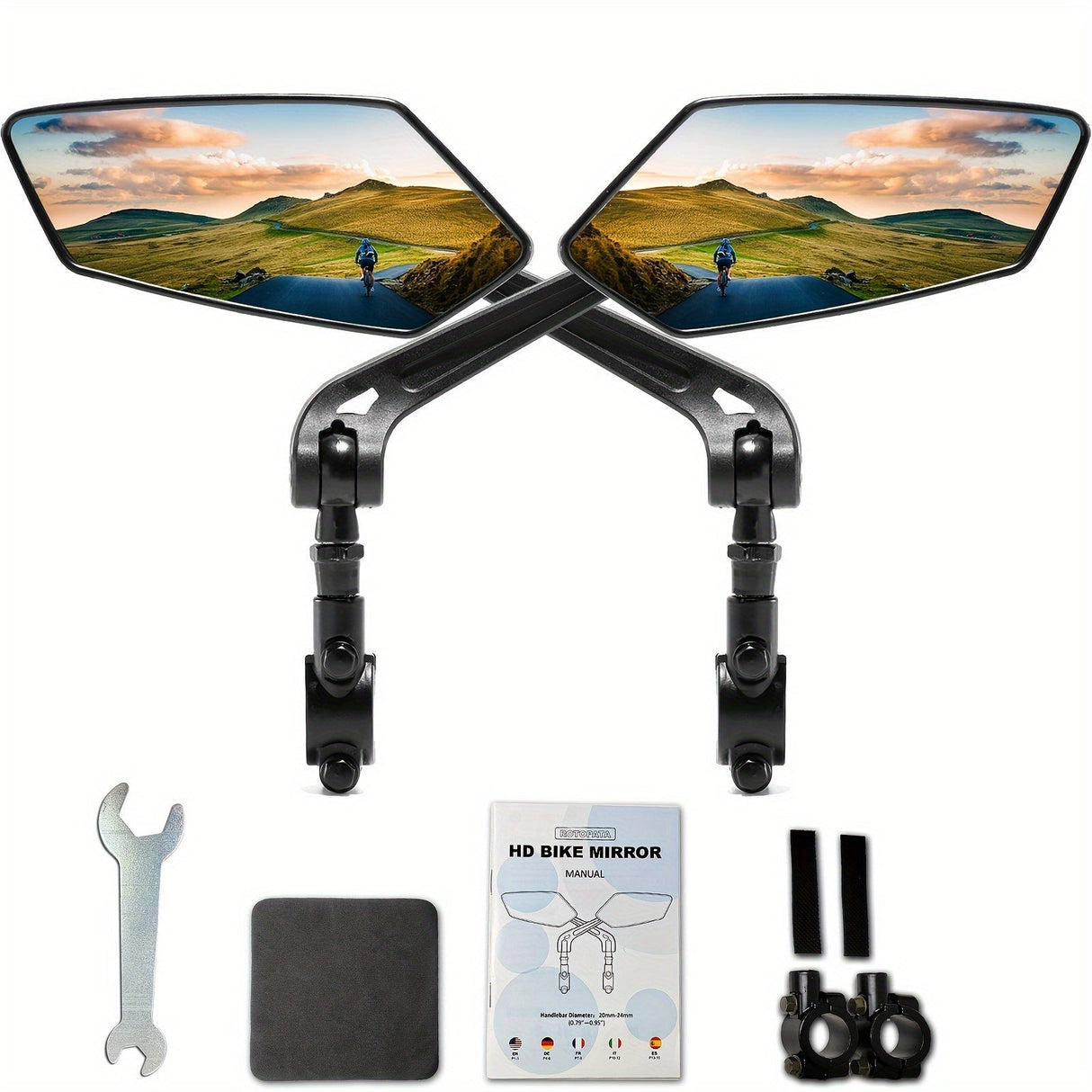 Bike Rearview Mirror  360 Rotatable Wide-Angle Design - Detailed view