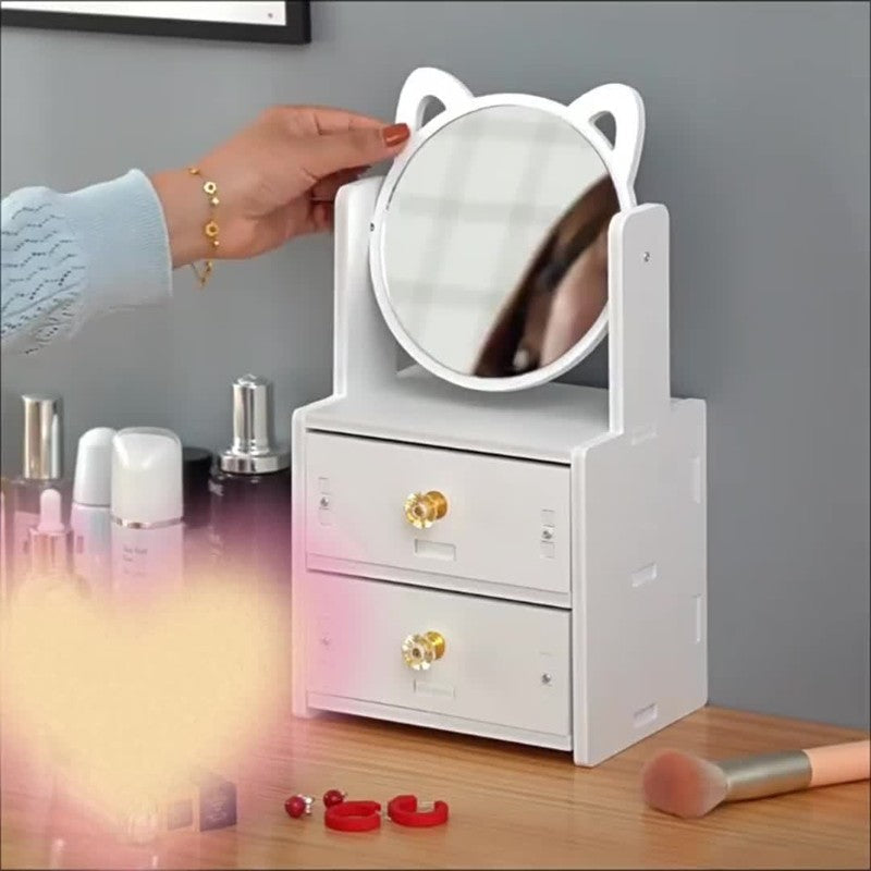 Cat Ear Vanity Mirror  360 Rotating Storage Organizer - Product detail 9