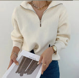 Half Zip Knit Sweater  Ribbed Cashmere Blend Pullover - Product detail 11