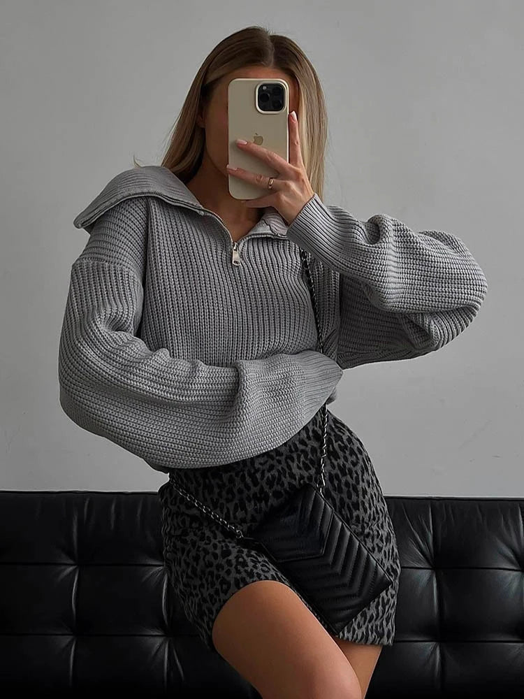 Half Zip Knit Sweater  Ribbed Cashmere Blend Pullover - Product detail 5